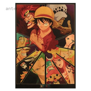 โปสเตอร์ ลายการ์ตูนอนิเมะ One Piece แนวเรโทร สําหรับตกแต่งบ้าน