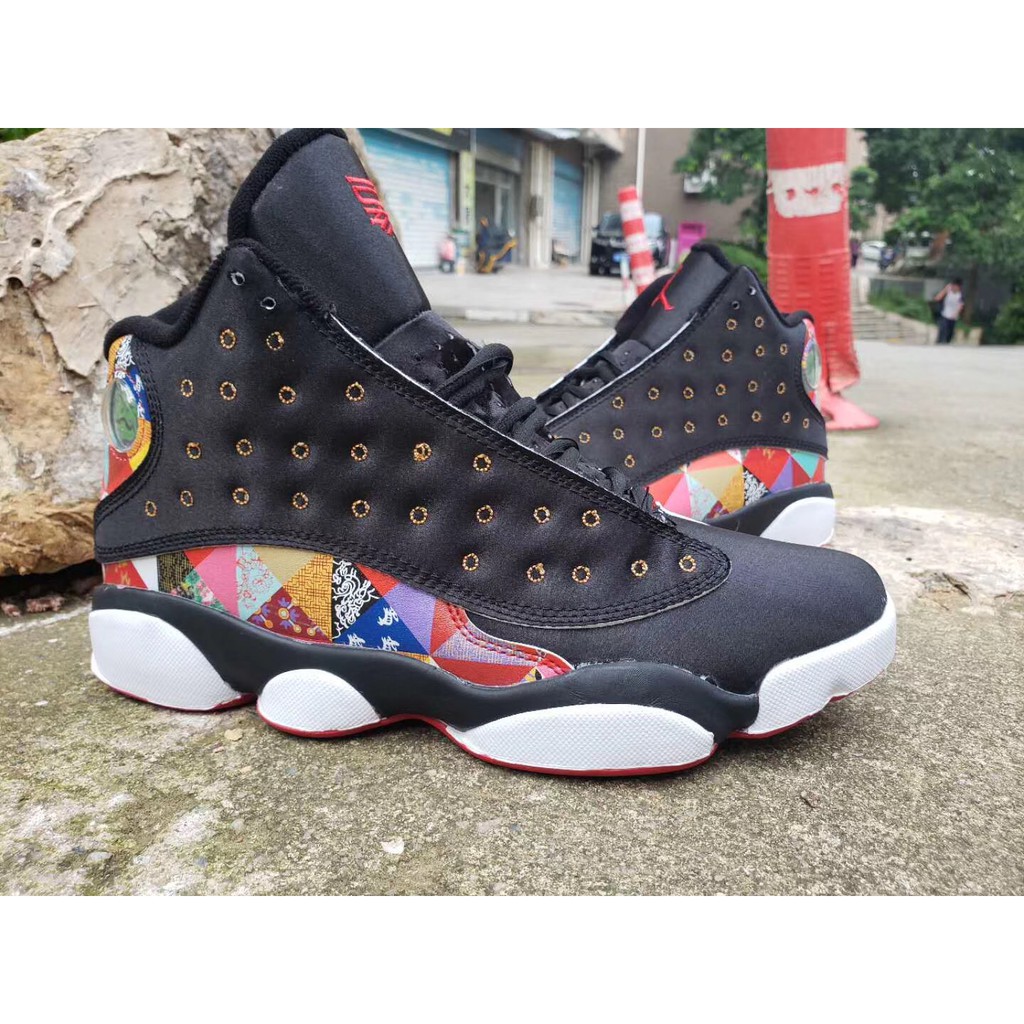 air-jordan-13-new-color-black-silk-pattern-basketball-shoes-men