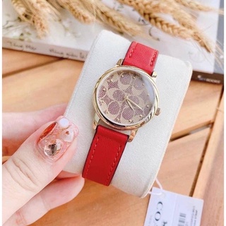 (ผ่อน0%) นาฬิกา COACH 14503401 Ladys watch  สายหนัง สีแดง ตัวเรือน สีทอง หน้าปัด สีเทา