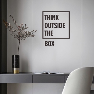 สติกเกอร์ติดผนัง ลายสโลแกนภาษาอังกฤษ THINK OUTSIDE THE BOX มีกาวในตัว สําหรับตกแต่งบ้าน ห้องนั่งเล่น ห้องนอน