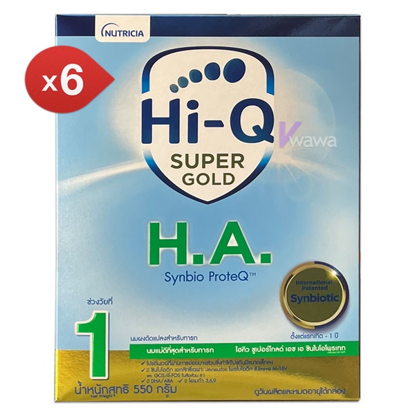 ภาพหน้าปกสินค้าHi-Q H.A.1 Super Gold Synbio ProteQ ไฮคิว ซูเปอร์โกลด์ เอช เอ 550 กรัม 6 กล่อง HiQ HA HA1