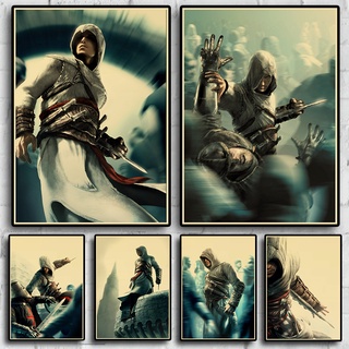 โปสเตอร์กระดาษคราฟท์ พิมพ์ลาย Assassins Creed Altair สไตล์วินเทจ สําหรับตกแต่งบ้าน ห้องนั่งเล่น