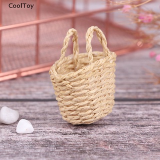 &lt; Cooltoy &gt; ตะกร้าหวายสานมือ ขนาดเล็ก สําหรับตกแต่งบ้านตุ๊กตา 1:12