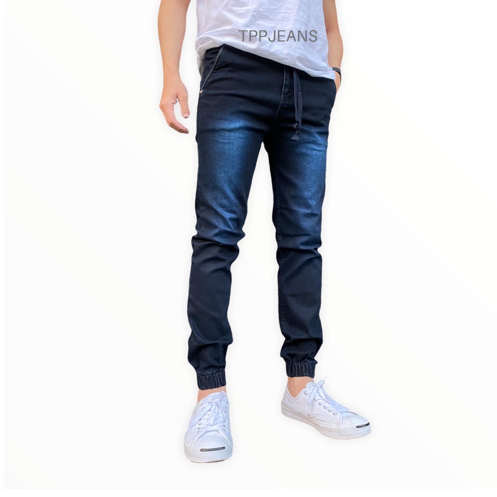 ภาพหน้าปกสินค้าJEANSEXPRESS MidnightBlue jogger jeans จ้อกเกอร์ยีนส์ขาจั้ม สีมิดไนท์บลู เอวยางมีเชือก ผ้ายืด สวมใส่สบาย Size 28-54 รับชำระปลายทาง จากร้าน tppjeans บน Shopee