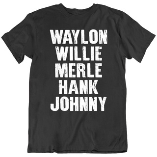 T-shirt  เสื้อยืดแขนสั้น พิมพ์ลาย Waylon Willie Johnny Cash Hank สไตล์วินเทจ แฟชั่นเรโทรS-5XL