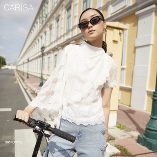 Carisa เสื้อลูกไม้ ลูกไม้ฝรั่งเศสแท้ เนื้อนิ่ม รุ่นนี้เป็นกระดุมด้านข้าง ซับในอย่างดี นุ่มสบายผิว เสื้อผ้าแฟชั่น [5725]