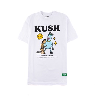 เสื้อโอเวอร์ไซ - KUSH Co. ควัน &amp;ความสุข (สีขาว) เสื้อยืดคลาสสิก