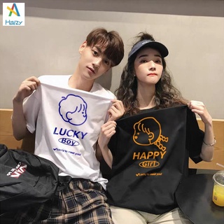 Short sleeve couple T shirt cotton cartoon Hong Kong wind short sleeve couple outfit