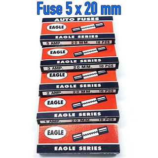 สินค้า FUSE ฟิวส์แก้ว EAGLE 5x20MM ขนาด 5MM ยาว 20MM 250VAC กล่องละ 10 ตัว (ราคา ต่อ กล่อง) ยี่ห้อ EAGLE แท้