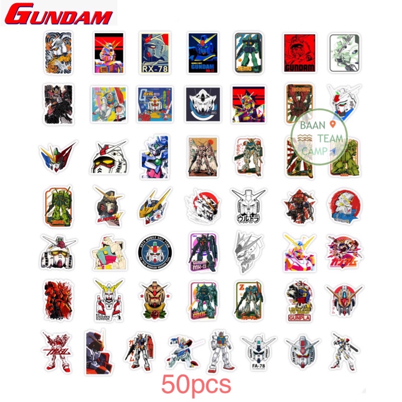 สติ๊กเกอร์-gundum-101-กันดั้ม-50ชิ้น-gundum-กันดัม-หุ่น-หุ่นยนต์-การ์ตูน-อนิเมะ-กันพลา-โมเดล-กัน-ดั้ม-gun-dum-สติ้กเกอร์