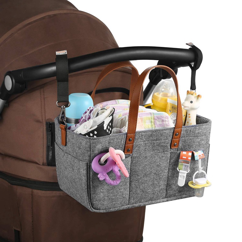 baby-diaper-caddy-organizer-holder-shower-basket-nursery-storage-bin-car-storage-basket-wipes-toys-tote-bag-dark-grey