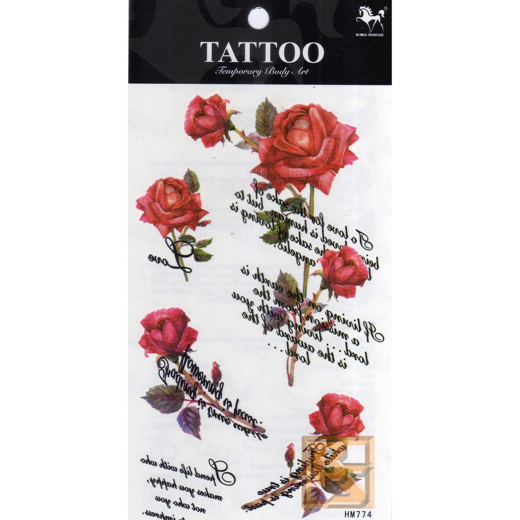 tattoo-ลาย-กุหลาบแดง-กุหลาบ-ดอกไม้-rose-แท็ททู-สติกเกอร์-hm774