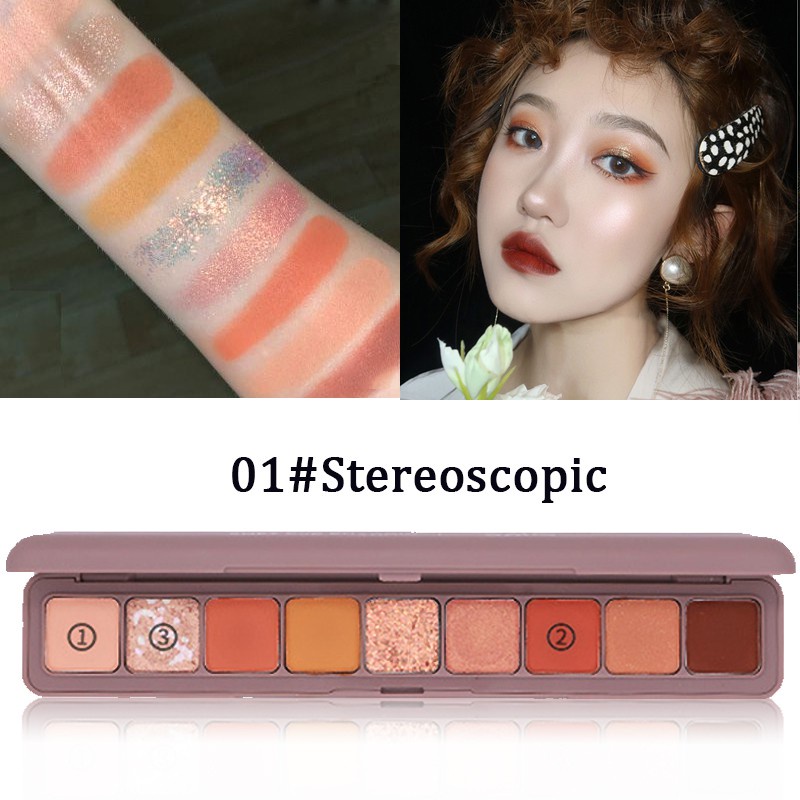 พร้อมส่ง-พาเลทอายแชโดว์-เนื้อแมตต์-กลิตเตอร์-เลื่อม-9-สี-กันน้ํา