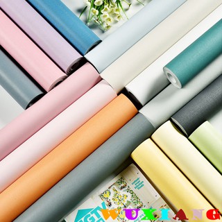 【wuxiang】วอลล์เปเปอร์ สีพื้น สีมาการอง มีกาวในตัว 60x100 ซม.