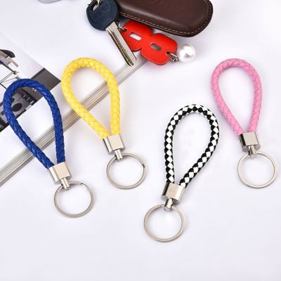 c-019-พร้อมส่ง-พวงกุญแจ-แฟชั่นหนัง-pu-แฮนด์เมดถักเชือก-สุดเทห์