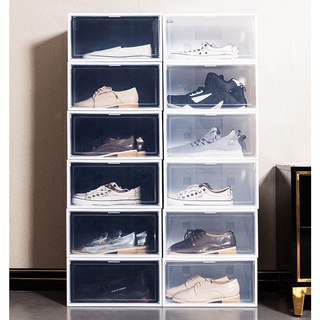 ตู้กล่องรองเท้า วัตถุทำพลาสติกใสแข็งแรง ง่ายต่อการทับซ้อนกัน ไม่มีกลิ่ Multi-Layer 6 shoe boxes กล่องเก็บรองเท้าแบบพับได