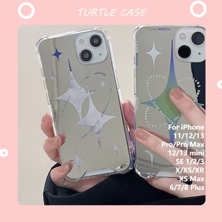 สินค้า [พร้อมส่ง] เคสโทรศัพท์มือถือแบบกระจก ลายดาวสี่แฉก สําหรับ iPhone 14 13 12 11 PROMAX XS XR XSMAX SE2020 6 7 8PLUS MINI