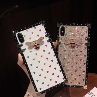 Samsung Galaxy A12 Note 20 Ultra Note 8 9 10 plus A91 A81 S10 lite Note 10 lite Fashion bee love glitter square phone case