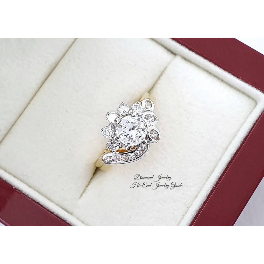 diamond-ring-แหวนเพชร-cz-แท้-ดีไซน์สวยหรู-ขนาดกำลังสวย-เพชรขาวใสมากๆๆๆ-เล่นไฟดีเว่อร์ๆ