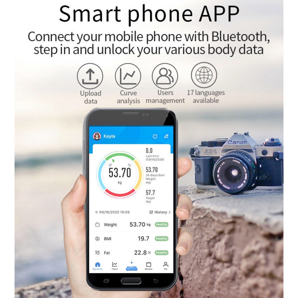 bluetooth-weighing-scale-เครื่องชั่งน้ำหนักดิจิตอลพร้อมแสดงมวลไขมัน