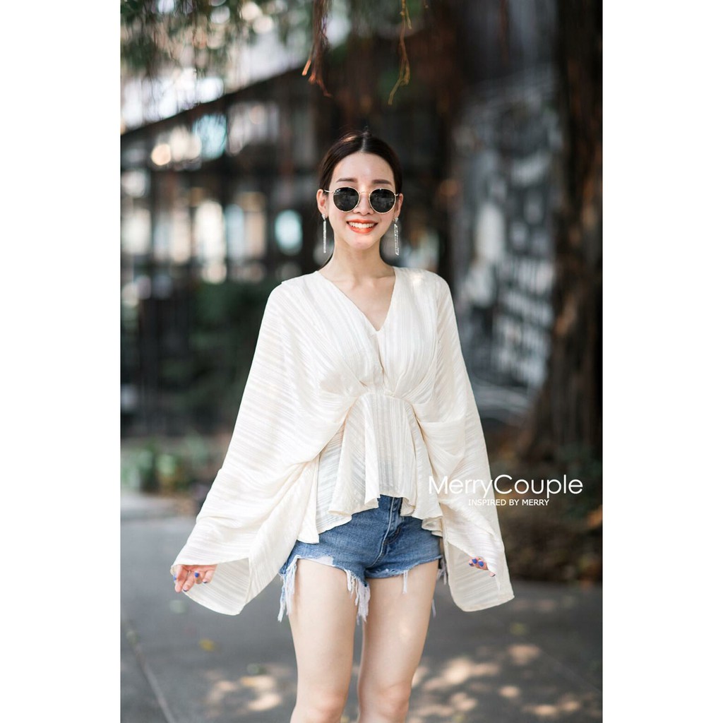 ฟรี-เสื้อคอvแขนกิมโน-งานผ้าชีฟองญี่ปุ่นผสมดิ้นทอง