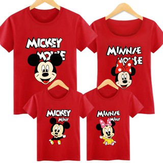 เสื้อยืดผ้าฝ้ายพิมพ์ลาย8 Colors Disney Mickey Minnie Chinese New Year CNY Family Tee Family T Shirt Family Matching Outf