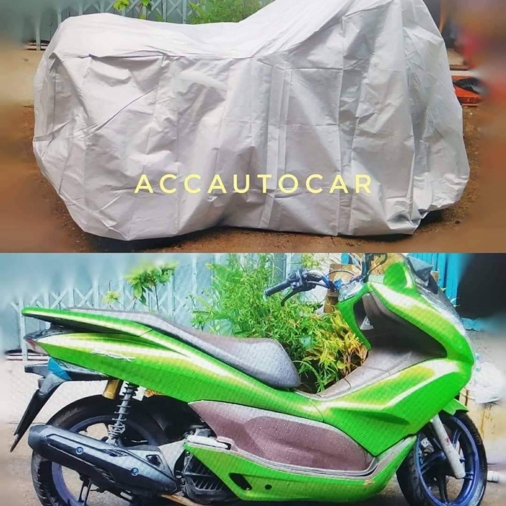 ผ้าคลุมรถ-มอเตอร์ไซค์-honda-pcx-เนื้อผ้า-silver-coat-สีบอร์นเงิน-เกรดคุณภาพดี