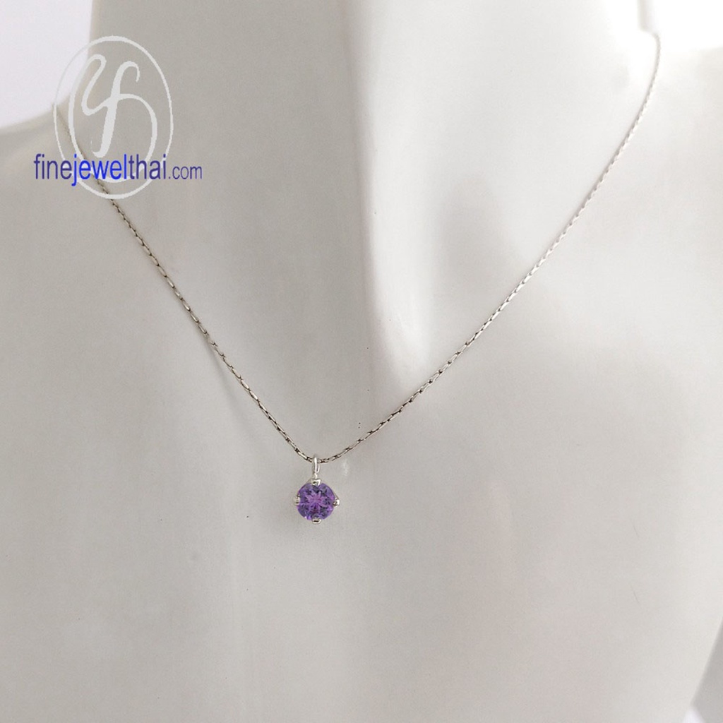 finejewelthai-จี้อะเมทิสต์-อะเมทิสต์-จี้พลอย-พลอยประจำเดือนเกิด-amethyst-silver-pendant-birthstone-p1055amt00e