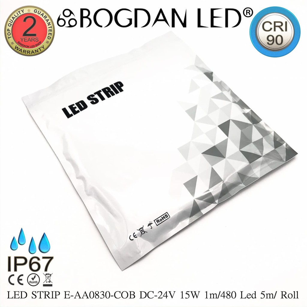 led-strip-e-aa0830-cob-3000k-dc-24v-15w-1m-ip67-ยี่ห้อbogdan-led-แอลอีดีไฟเส้นสำหรับตกแต่ง-2400led-5m-75w-5m-grade-a