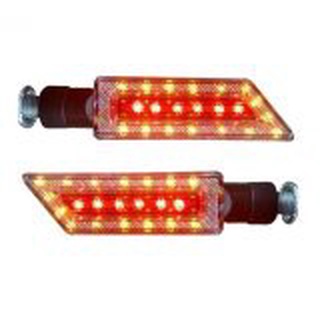 ไฟเลี้ยว LED ทรงปีกจรวด 2 สีแดง-เหลือง 4 สาย แถมฟรี รีเลย์ไฟเลี้ยวปรับระดับอย่างดี ไฟled12v ไฟledติดรถมอไซ aumshop239