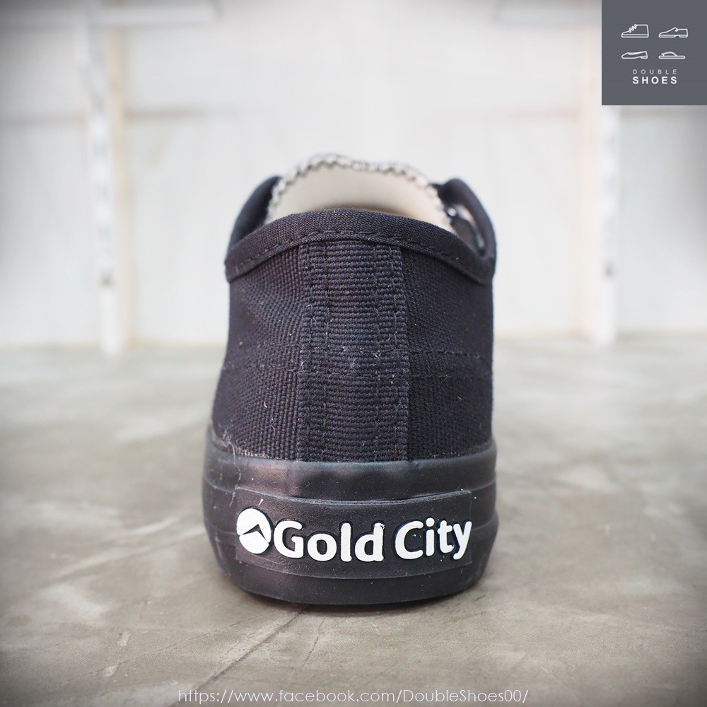 รองเท้าผ้าใบ-รองเท้านักเรียน-ทรงคอนเวิส-สีดำล้วน-ยี่ห้อ-gold-city-ไซส์-37-47