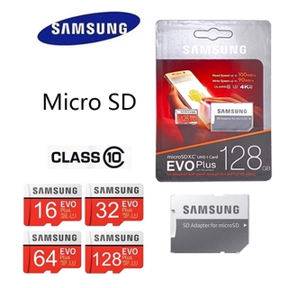 ราคาSamsung Micro SD Cards Memory card EVO PLUS 16GB/32GB/64GB/128GB Class10 แถม Adapter（100％）