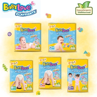 สินค้า (ขายยกลัง) BabyLove Playpants Premium กางเกงผ้าอ้อมเด็ก เบบี้เลิฟ เพลย์แพ้นท์ มี 6 ไซส์