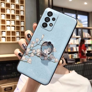 ready stock 2022 เคส Samsung Galaxy A53 A13 A23 A33 M33 M23 4G 5G New Fashion Soft Case with Finger Ring Holder Bling Flowers เคสโทรศัพท์ SamsungGalaxyA53 Back Cover