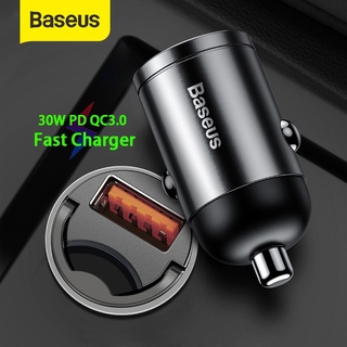 Baseus 30W Car Charger Dual USB Type C Fast Charger PD 4.0 3.0 SCP AFC Quick Charging Mini Adapter