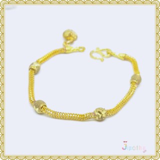 Jipatha DIY สร้อยข้อมือทองเหลือง แท้ ลาย คั่นเม็ดตัดลาย สร้อยข้อมือผู้หญิง ทองเหลืองแท้งานไม่ลอก งานสวยงาม