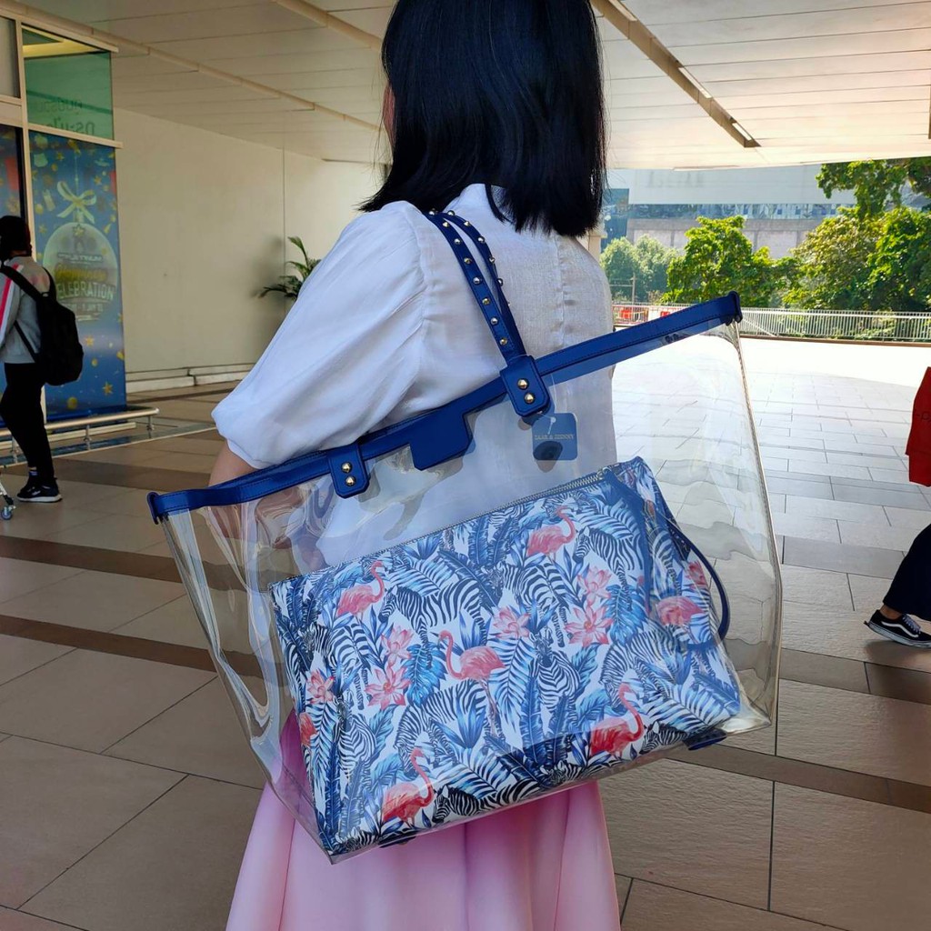กระเป๋าสะพายข้างแบบใส PVC หูจับทำจากหนังวัวแท้ Jaar&Jeenny | Shopee ...