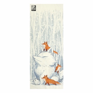 ผ้าแคนวาส พิมพ์ลาย จิ้งจอกหิมะ ไม่มีกรอบ ขนาด 33.5 x 87.5 ซม / Snow Fox Tenugui  Canvas No frame size 33.5 x 87.5 cm