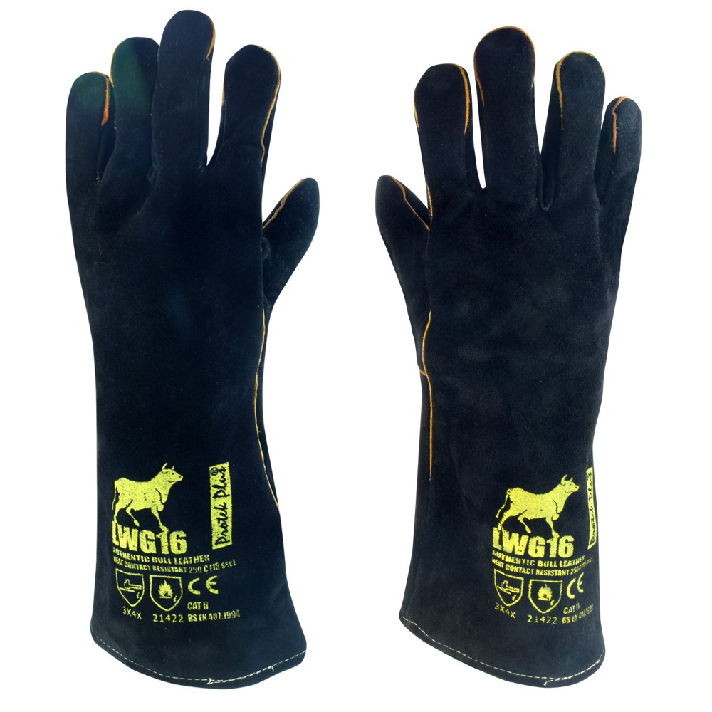 รูปภาพสินค้าแรกของLWG16 BLACK ถุงมือหนัง กันความร้อน ซับรอบ ยาว16 นิ้ว มีไส้ตะเข็บ สีดำ (1คู่)