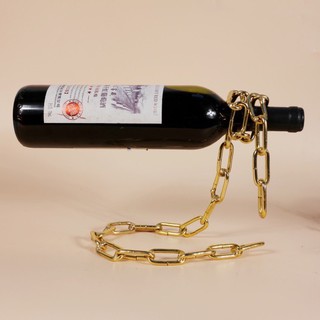 แท่นวางขวดไวน์แบบโซ่สีทอง วัสดุเหล็กดัดอย่างดี วางขวดไวน์ ตั้งโชว์ตกแต่ง สวยเก๋
