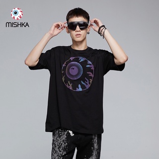 Mishka เสื้อยืดแขนสั้น คอกลม พิมพ์ลายโลโก้ลูกตา ขนาดใหญ่ แฟชั่นฤดูใบไม้ผลิ และฤดูร้อน สําหรับผู้ชาย และผู้หญิงยืด.สบาย.ร