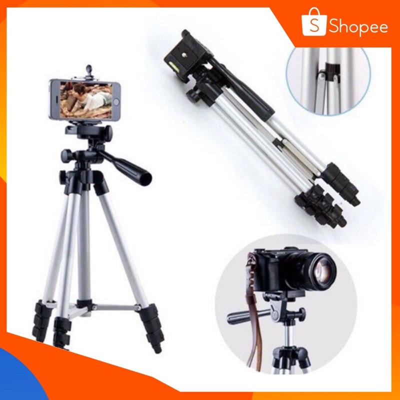 ภาพหน้าปกสินค้าTF tripod ขาตั้งกล้อง 3 ขา รุ่น 3110 ฟรี หัวต่อสำหรับมือถือ จากร้าน ashley.cp บน Shopee