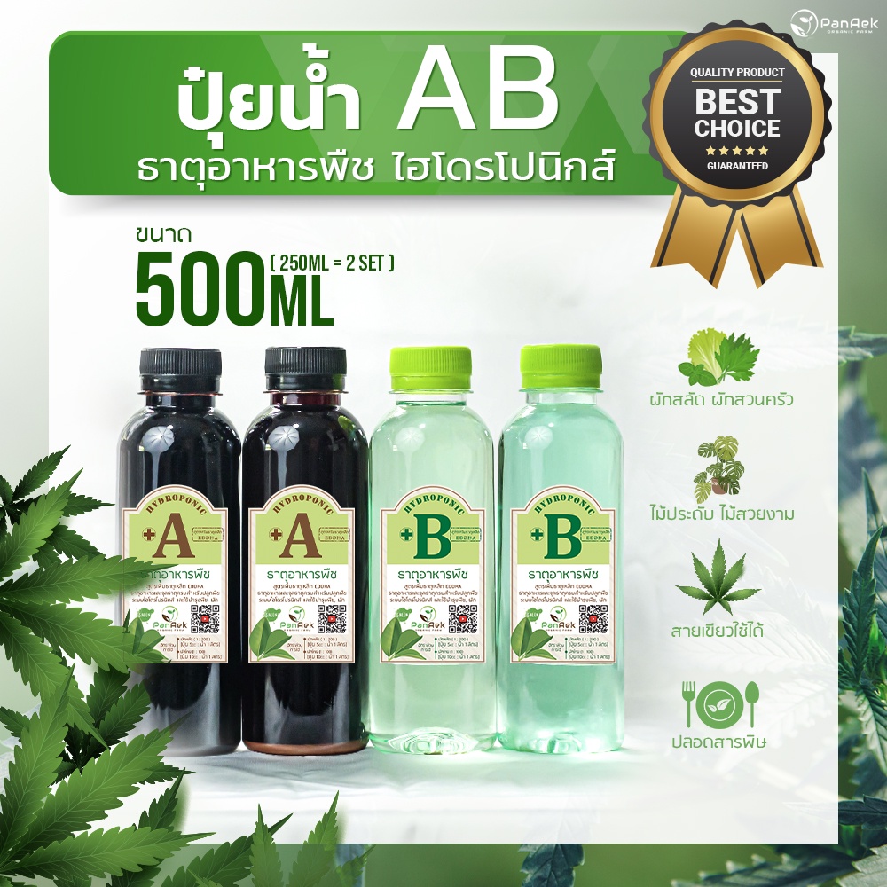 ภาพหน้าปกสินค้าAB ปลูกผักไฮโดรโปนิกส์ ชนิดน้ำ AB 250ml, 500ml สูตรเพิ่มธาตุเหล็ก ระบบน้ำนิ่ง น้ำวน ผักสลัด ผักไทย กัญ สายเขียว ไม้น้ำ