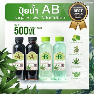 สินค้า AB ปลูกผักไฮโดรโปนิกส์ ชนิดน้ำ AB 250ml, 500ml สูตรเพิ่มธาตุเหล็ก ระบบน้ำนิ่ง น้ำวน ผักสลัด ผักไทย กัญ สายเขียว ไม้น้ำ