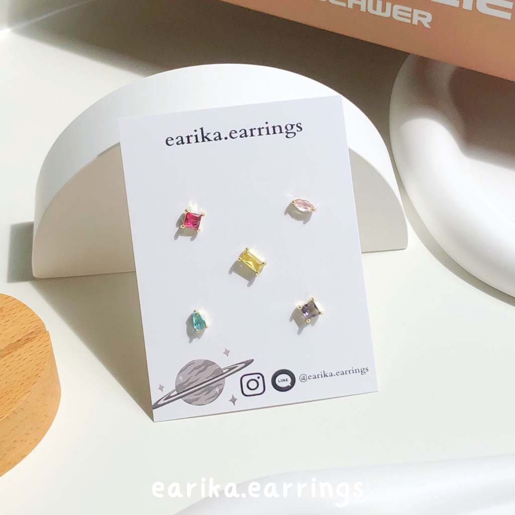 กรอกโค้ด-72w5v-ลด-65-earika-earrings-crystal-candy-crush-set-เซ็ตต่างหูก้านเงินแท้ชุบทอง-ผิวแพ้ง่ายใส่ได้