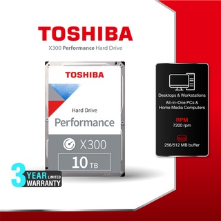 ภาพขนาดย่อสินค้าToshiba PC HDD (10TB) 3.5" SATA 3.5 รุ่น (X300) HDWR11A :7200RPM C/B 256MB สายเกมส / Graphic Adobe etc. Internal Harddisk
