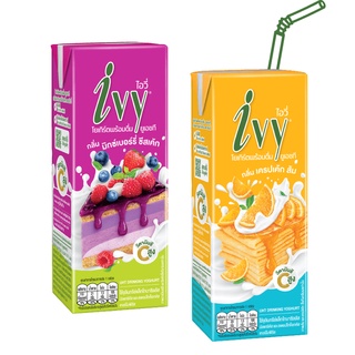 (แพ็ค 4) Ivy UHT Premium Dessert Flavor Yoghurt Drink ไอวี่ โยเกิร์ตพร้อมดื่ม กลิ่นขนมหวานพรีเมียม 180 มล. มี 2 รสชาติ