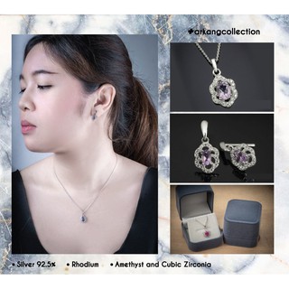 Amethyst +CZ คอลเลคชั่นเซตสร้อยคอ+ต่างหู By ARKANG COLLECTIONS