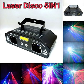 ไฟดิสโก้เลเซอร์ 5IN1 ลายเส้น /RB+gobo/RG +strobe /W   disco laser dicsco laser light PARTY LIGHT ไฟดิสโก้เทค