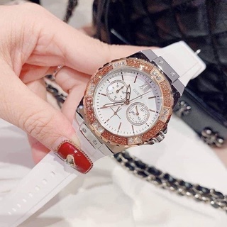 (ผ่อน0%) นาฬิกา Guess Limelight Crystal White Dial White Silicone Ladies Watch  U1053L2 ✔️ขนาด 39mm. สายซิลิโคน สีขาว